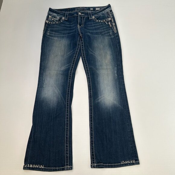 Miss Me Jean Women 28 Easy Boot Low Rise 31x28.5 Rhinestone Denim Y2K Core No - Picture 1 of 16